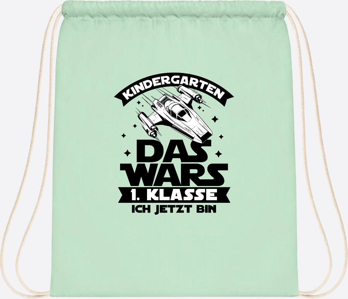 Turnbeutel Einschulung: Kindergarten Das Wars - Personalisiert - Pastel Mint/White