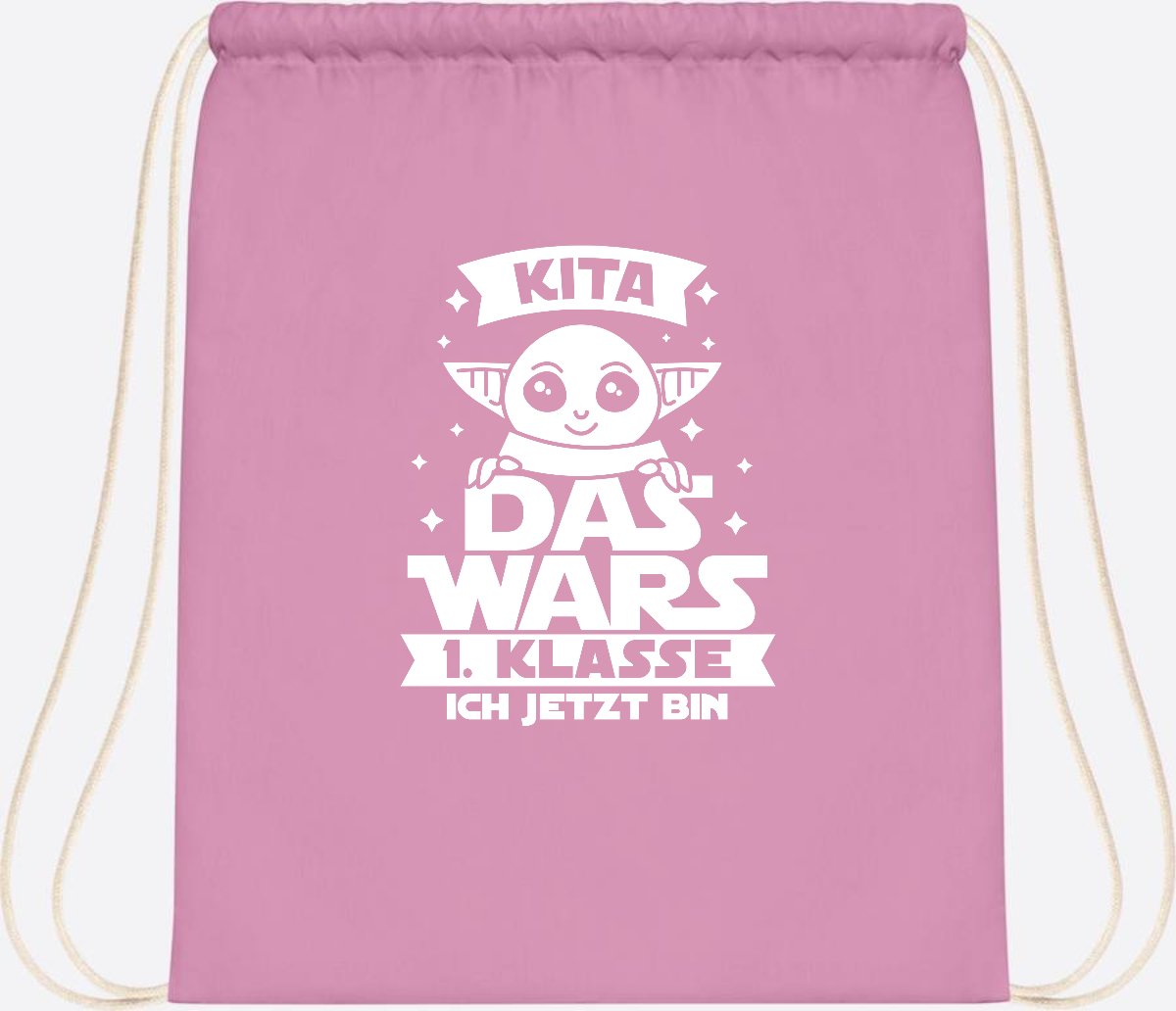Turnbeutel Einschulung – Kita Das Wars 1. Klasse mit Wunschname - Classic Pink/White