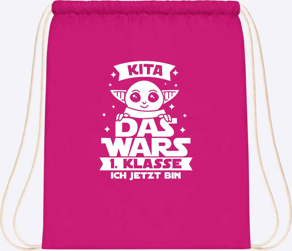 Turnbeutel Einschulung – Kita Das Wars 1. Klasse mit Wunschname - Fuchsia