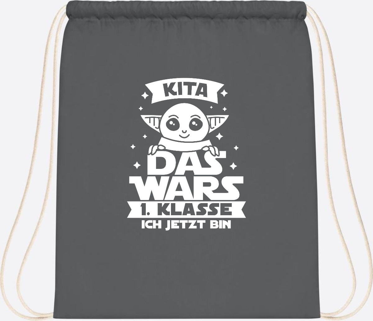 Turnbeutel Einschulung – Kita Das Wars 1. Klasse mit Wunschname - Graphite Grey