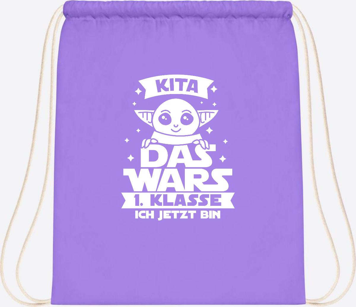 Turnbeutel Einschulung – Kita Das Wars 1. Klasse mit Wunschname - Lavender/White