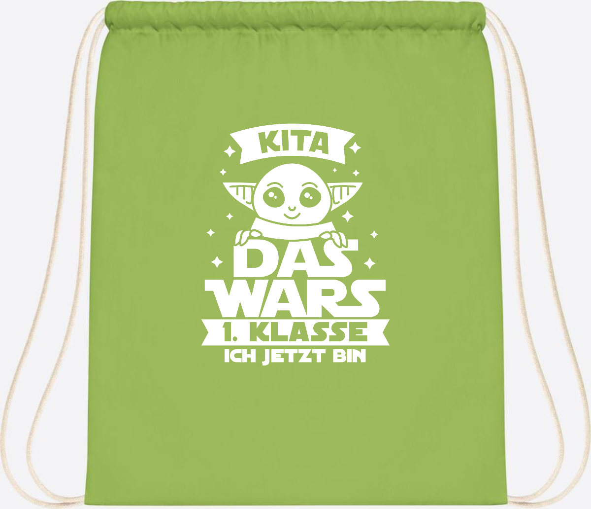 Turnbeutel Einschulung – Kita Das Wars 1. Klasse mit Wunschname - Lime Green