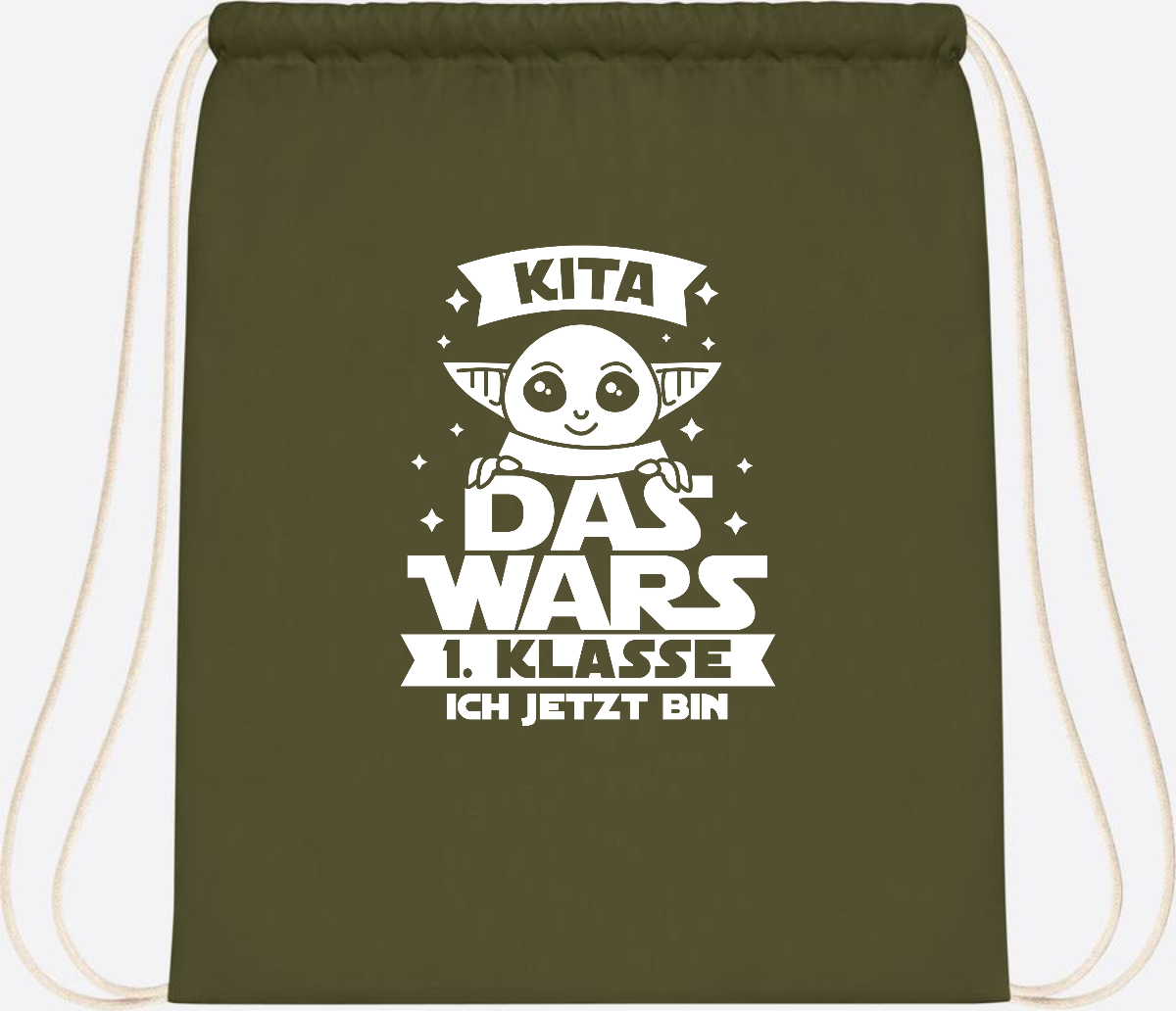 Turnbeutel Einschulung – Kita Das Wars 1. Klasse mit Wunschname - Olive Green