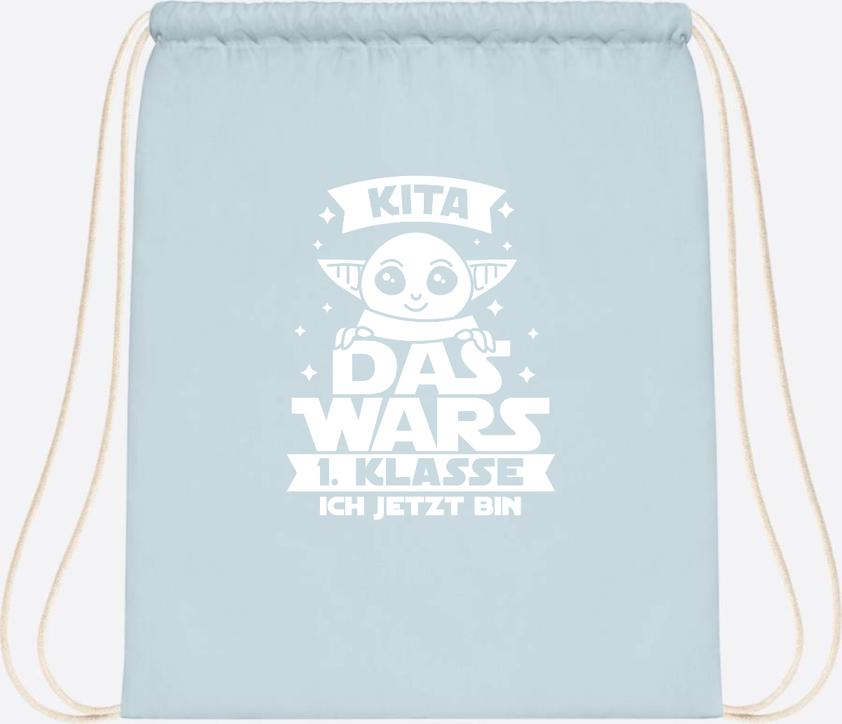 Turnbeutel Einschulung – Kita Das Wars 1. Klasse mit Wunschname - Pastel Blue/White