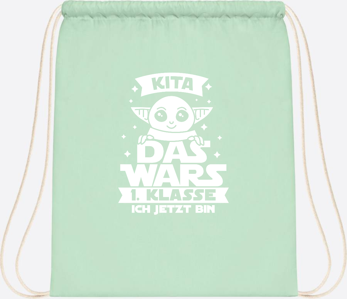 Turnbeutel Einschulung – Kita Das Wars 1. Klasse mit Wunschname - Pastel Mint/White
