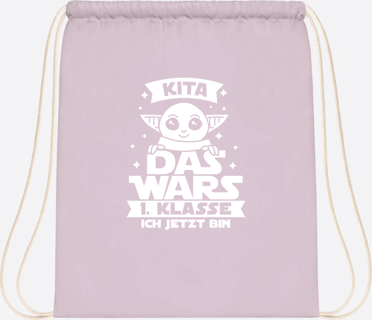 Turnbeutel Einschulung – Kita Das Wars 1. Klasse mit Wunschname - Pastel Pink/White