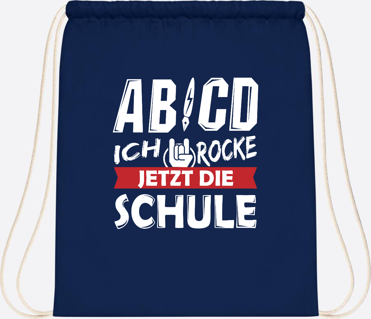 Turnbeutel Einschulung mit Name – ABCD Ich rocke die Schule - French Navy