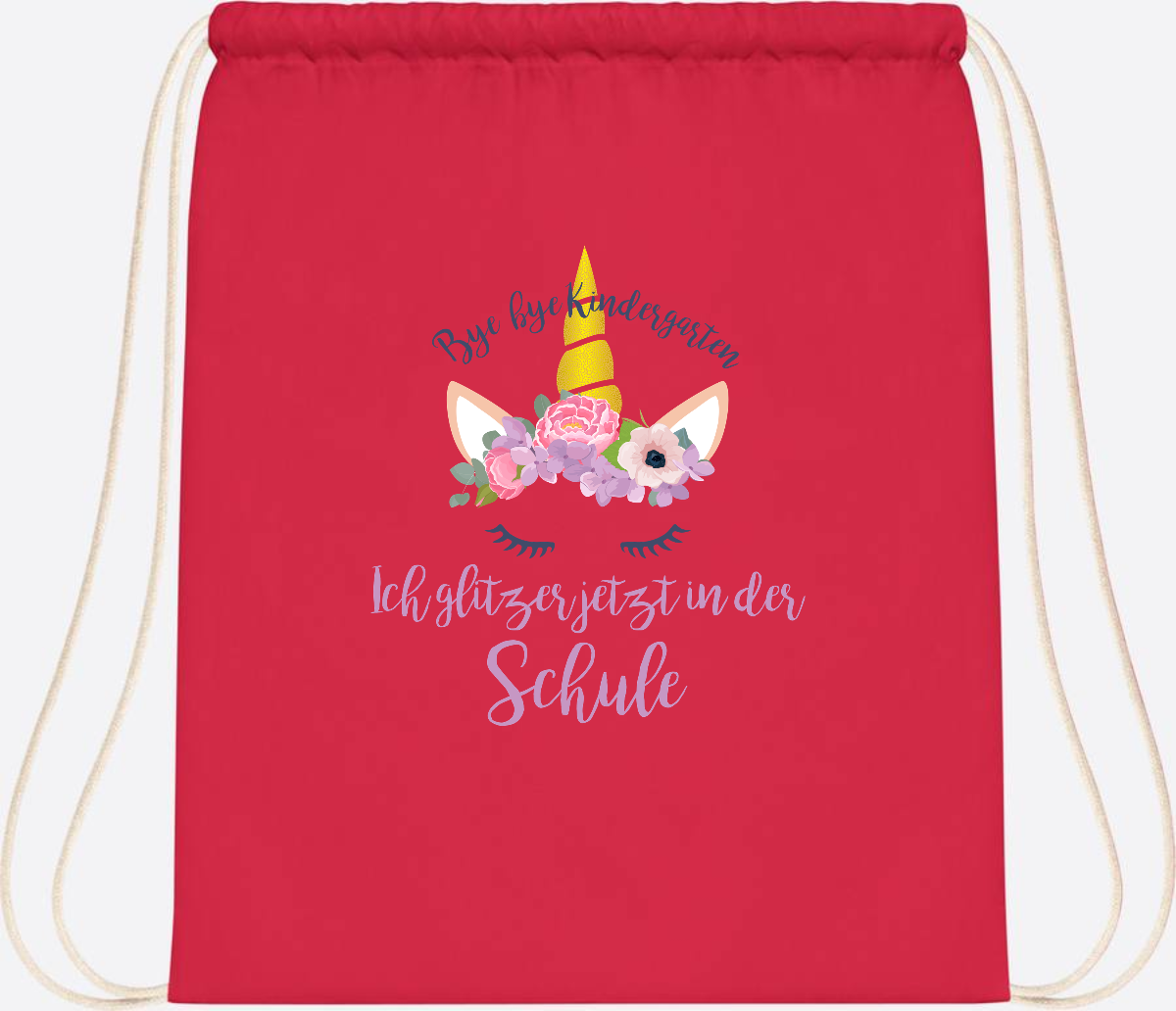 Turnbeutel Einschulung mit Name: Ich glitzer jetzt in der Schule - Bright Red