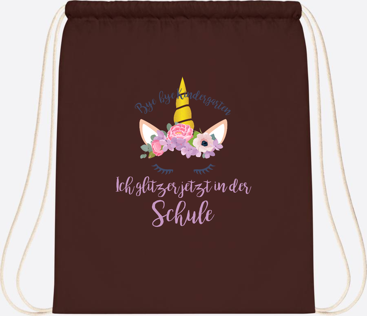 Turnbeutel Einschulung mit Name: Ich glitzer jetzt in der Schule - Chocolate