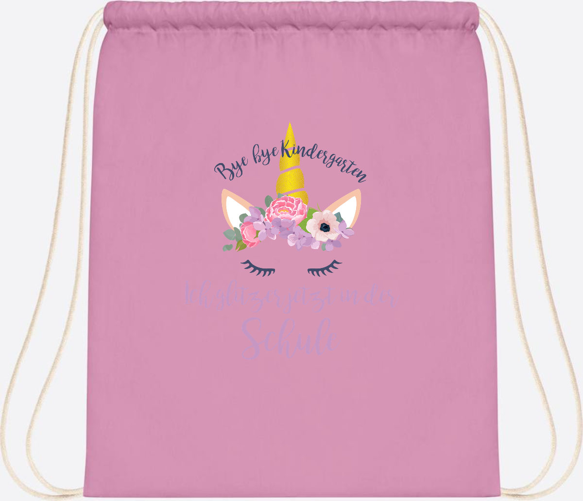 Turnbeutel Einschulung mit Name: Ich glitzer jetzt in der Schule - Classic Pink/White