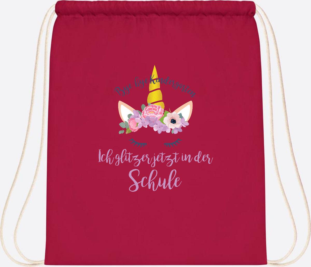 Turnbeutel Einschulung mit Name: Ich glitzer jetzt in der Schule - Classic Red