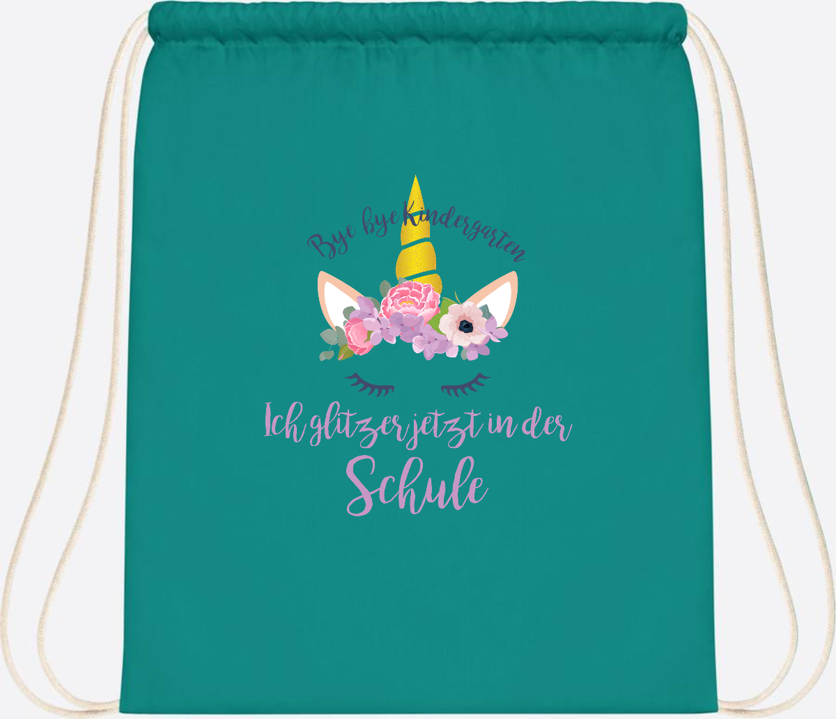 Turnbeutel Einschulung mit Name: Ich glitzer jetzt in der Schule - Emerald