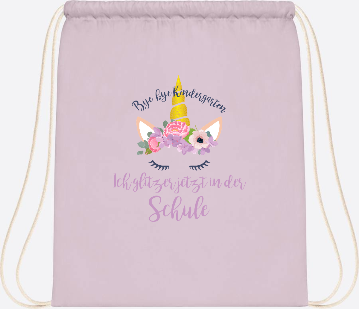 Turnbeutel Einschulung mit Name: Ich glitzer jetzt in der Schule - Pastel Pink/White