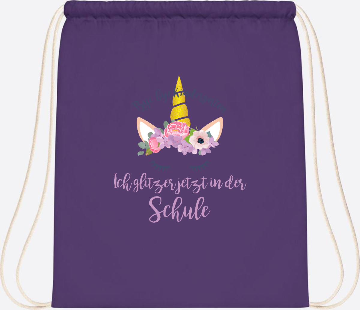 Turnbeutel Einschulung mit Name: Ich glitzer jetzt in der Schule - Purple