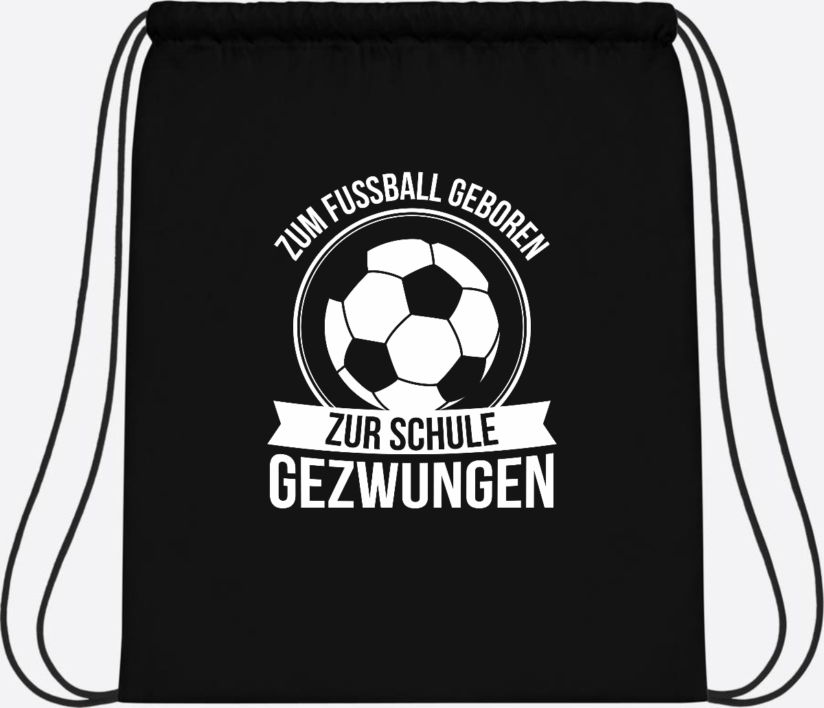 Turnbeutel Einschulung mit Name: Zum Fußball geboren - Black/Black