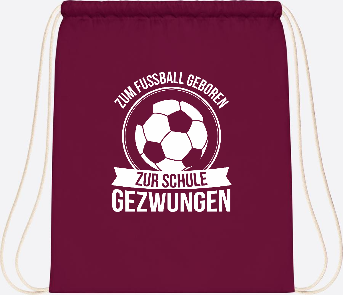 Turnbeutel Einschulung mit Name: Zum Fußball geboren - Burgundy