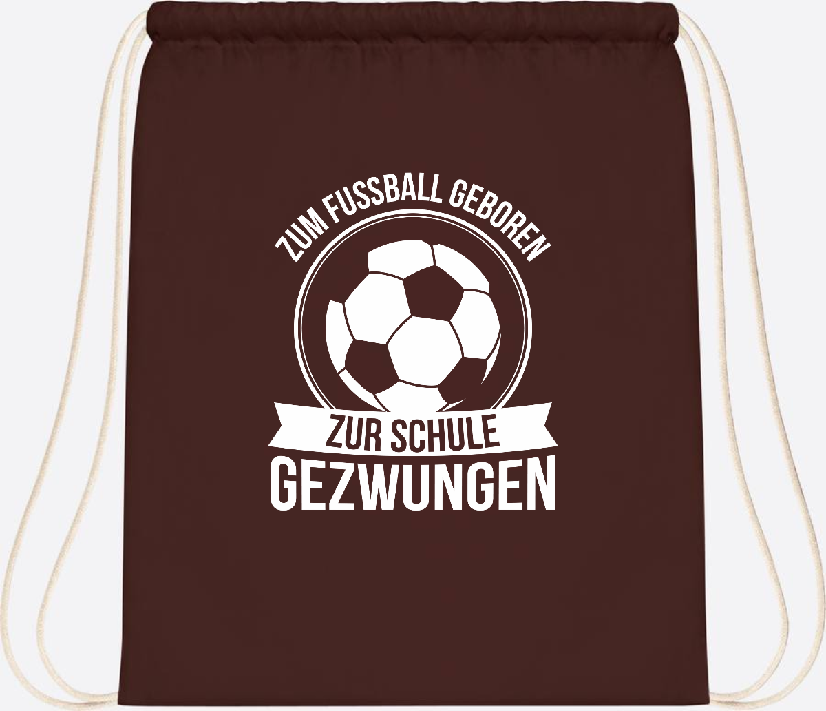 Turnbeutel Einschulung mit Name: Zum Fußball geboren - Chocolate