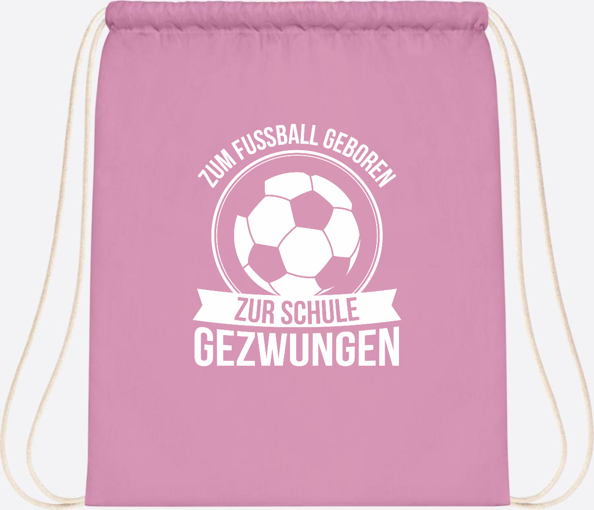 Turnbeutel Einschulung mit Name: Zum Fußball geboren - Classic Pink/White
