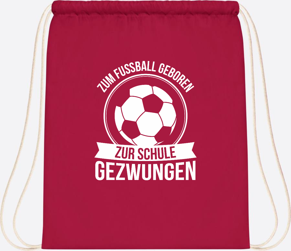 Turnbeutel Einschulung mit Name: Zum Fußball geboren - Classic Red
