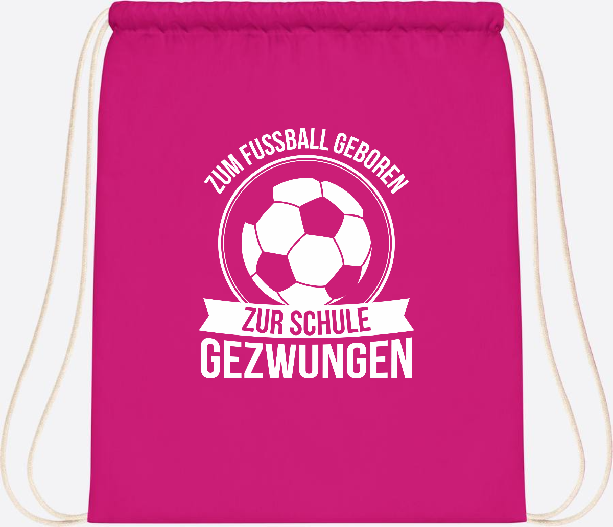 Turnbeutel Einschulung mit Name: Zum Fußball geboren - Fuchsia
