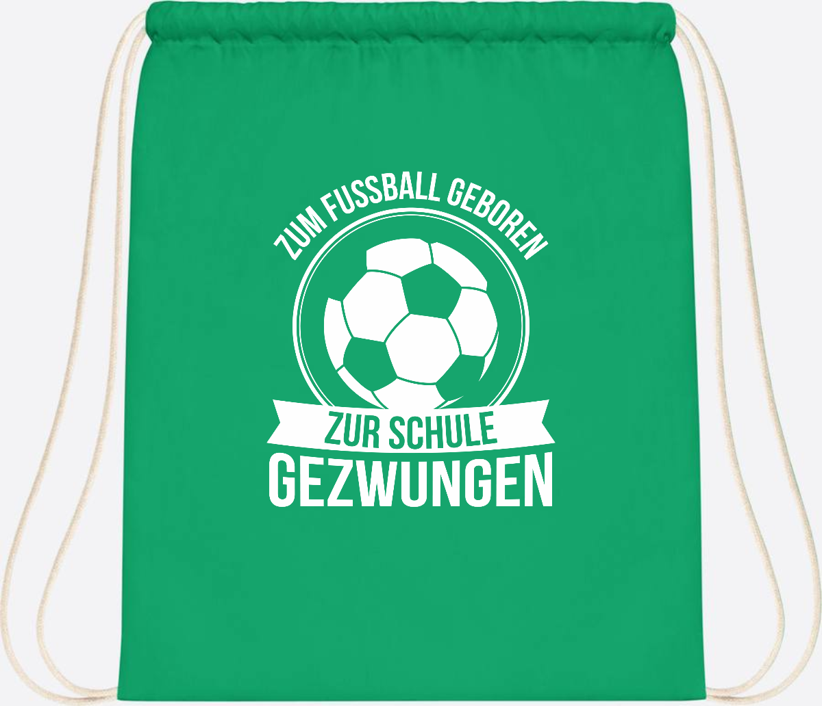 Turnbeutel Einschulung mit Name: Zum Fußball geboren - Kelly Green