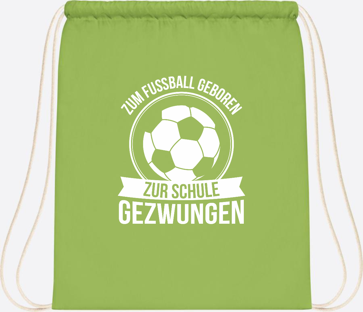 Turnbeutel Einschulung mit Name: Zum Fußball geboren - Lime Green