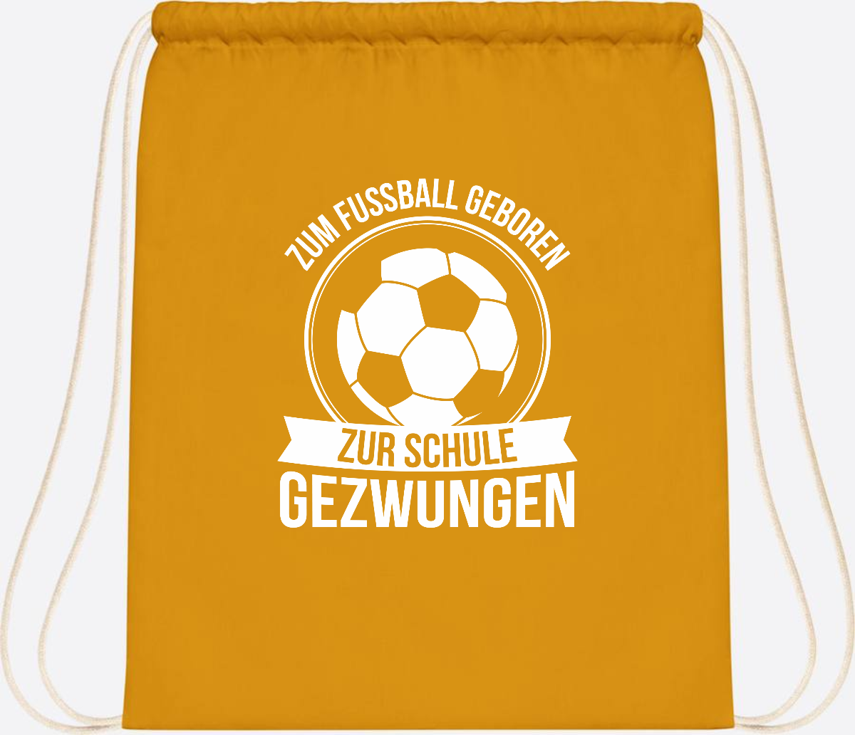 Turnbeutel Einschulung mit Name: Zum Fußball geboren - Mustard