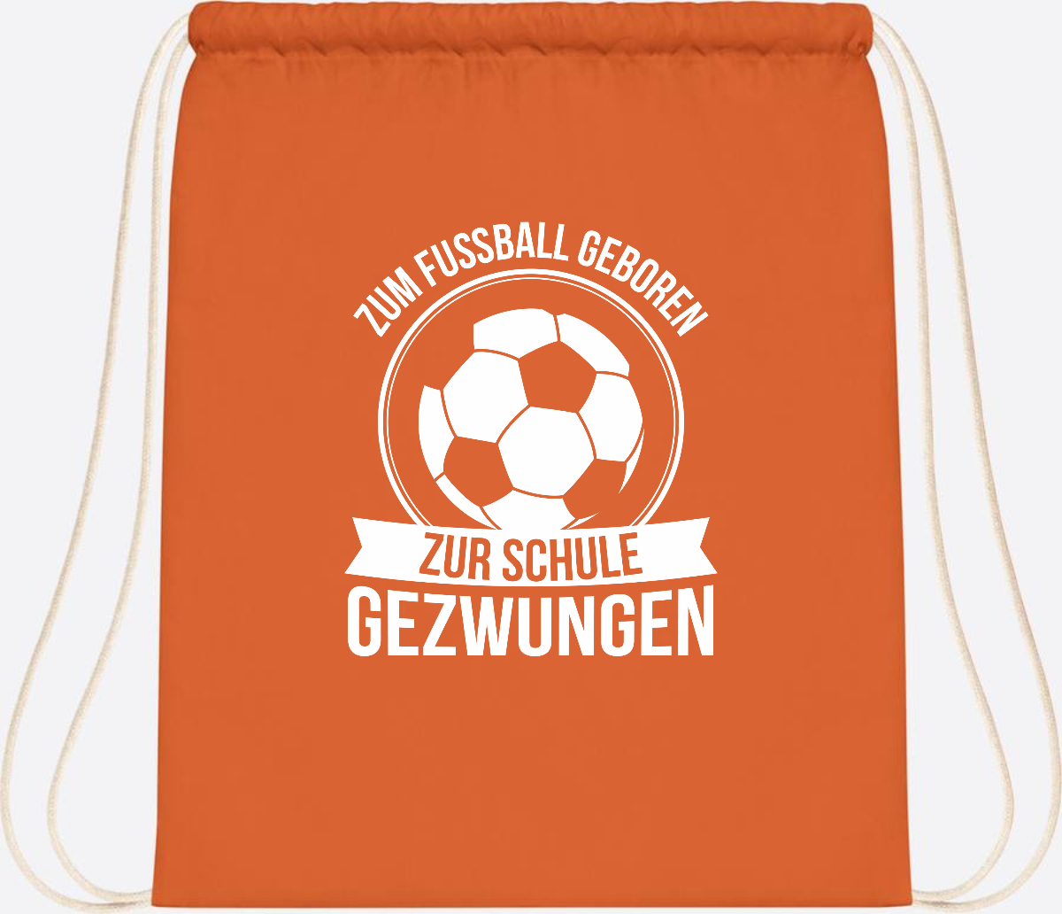 Turnbeutel Einschulung mit Name: Zum Fußball geboren - Orange