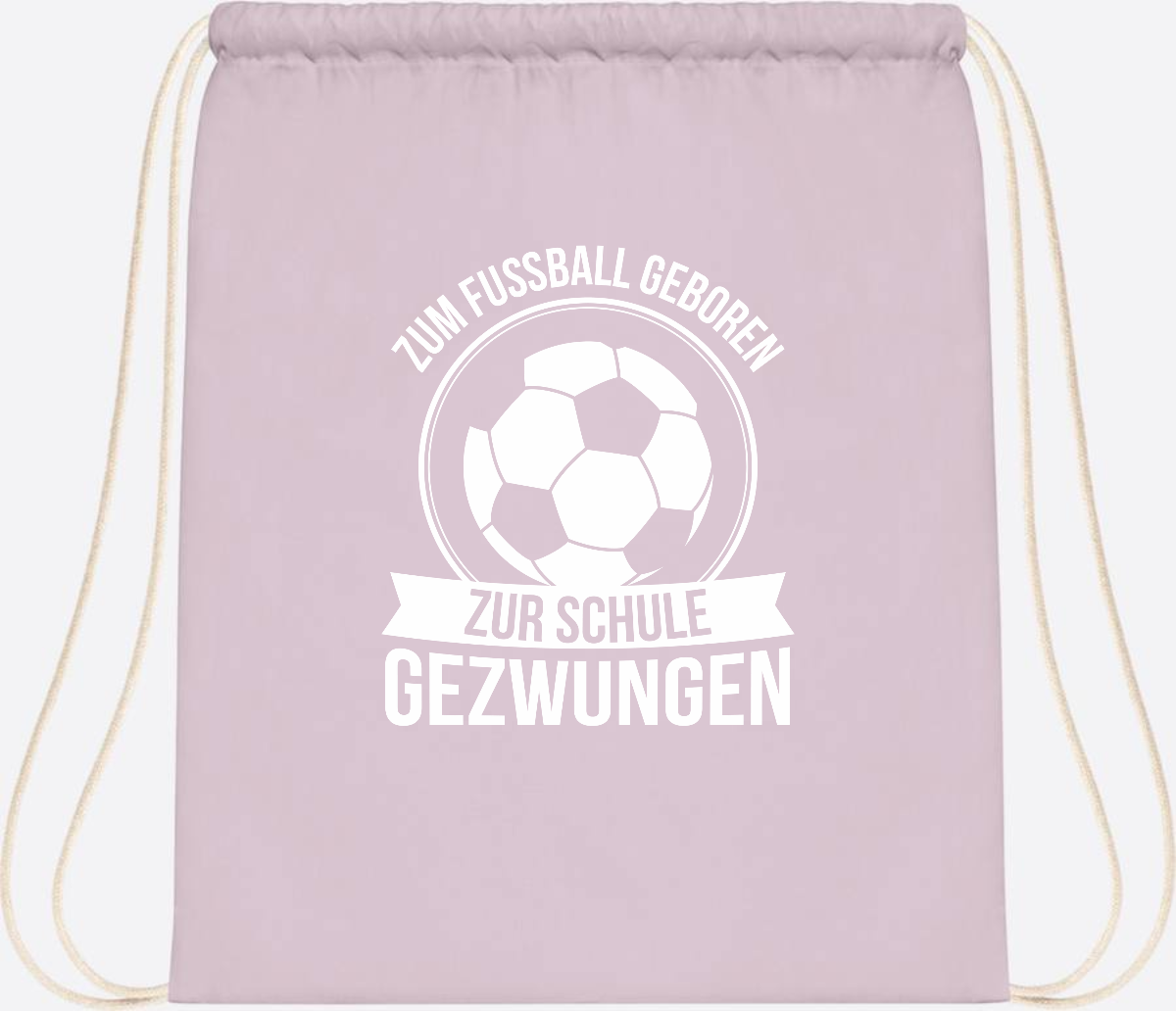 Turnbeutel Einschulung mit Name: Zum Fußball geboren - Pastel Pink/White