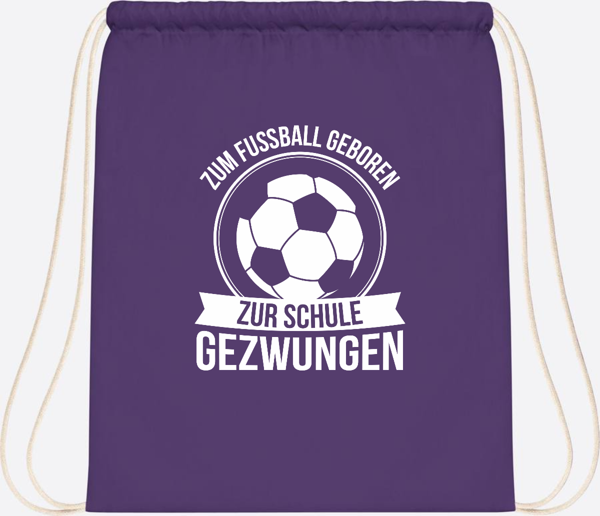 Turnbeutel Einschulung mit Name: Zum Fußball geboren - Purple