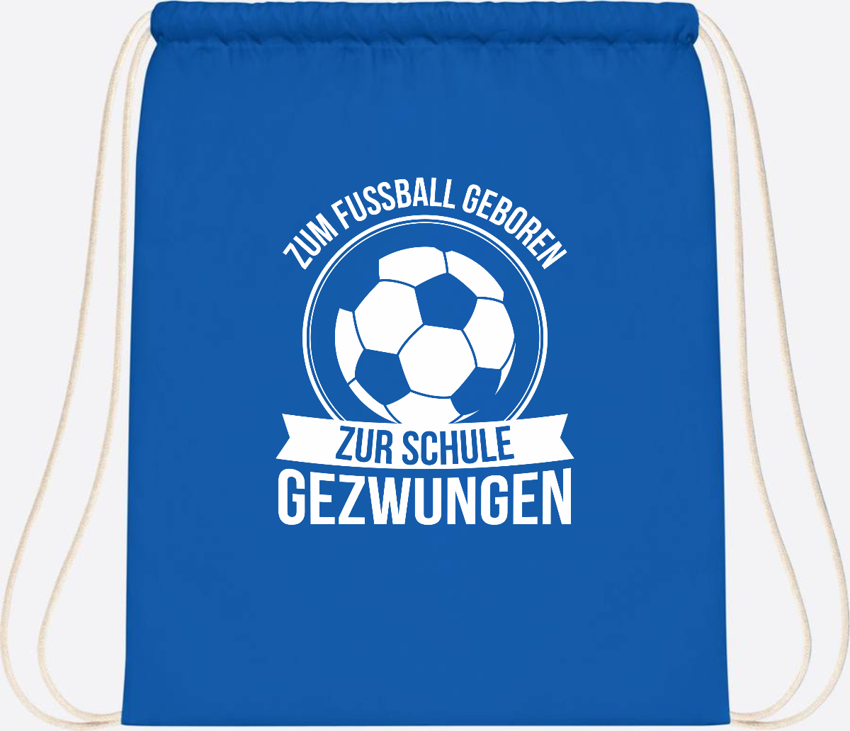 Turnbeutel Einschulung mit Name: Zum Fußball geboren - Sapphire Blue