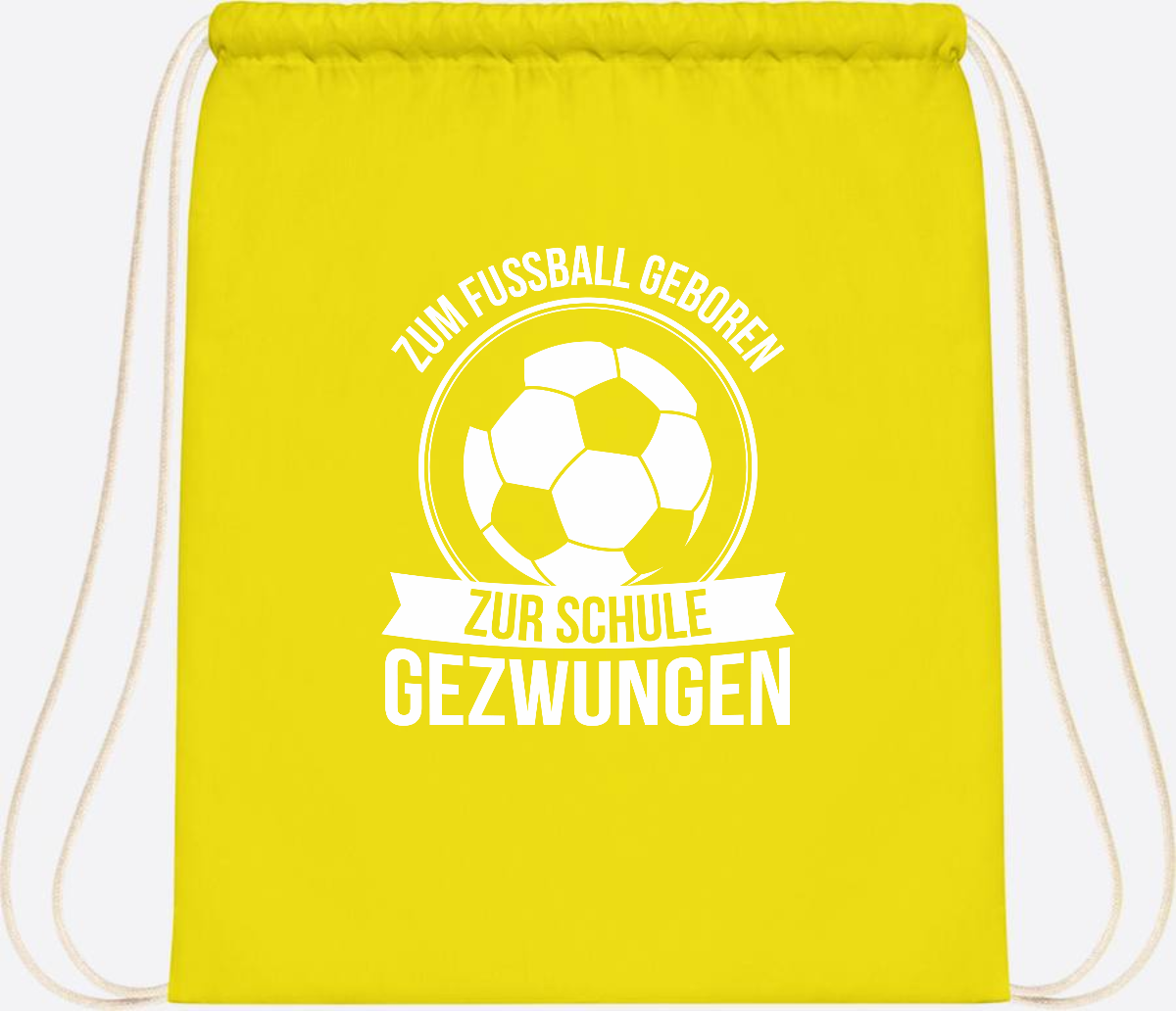 Turnbeutel Einschulung mit Name: Zum Fußball geboren - Yellow