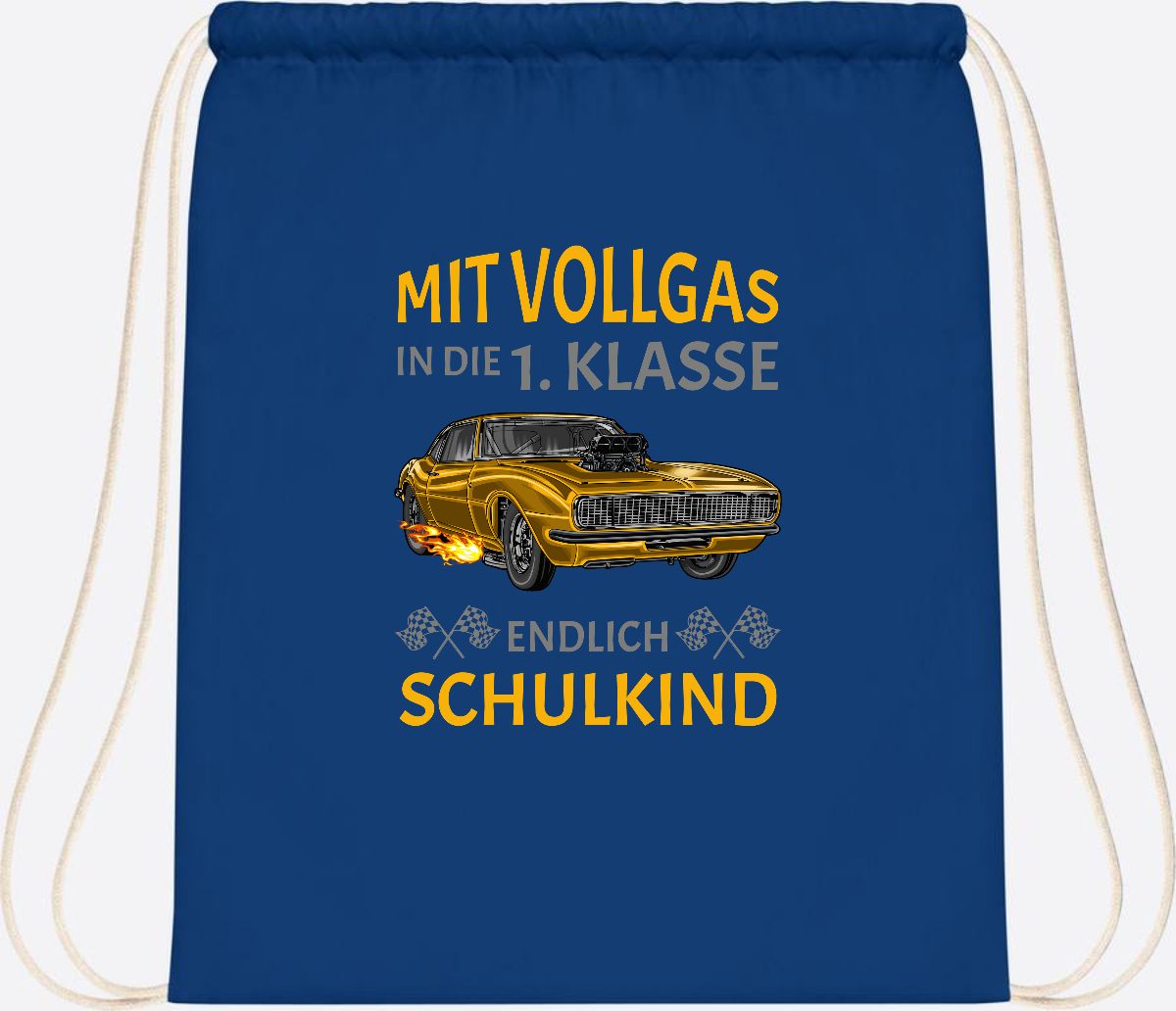 Turnbeutel Einschulung – Mit Vollgas in die 1. Klasse Rennauto - Bright Royal