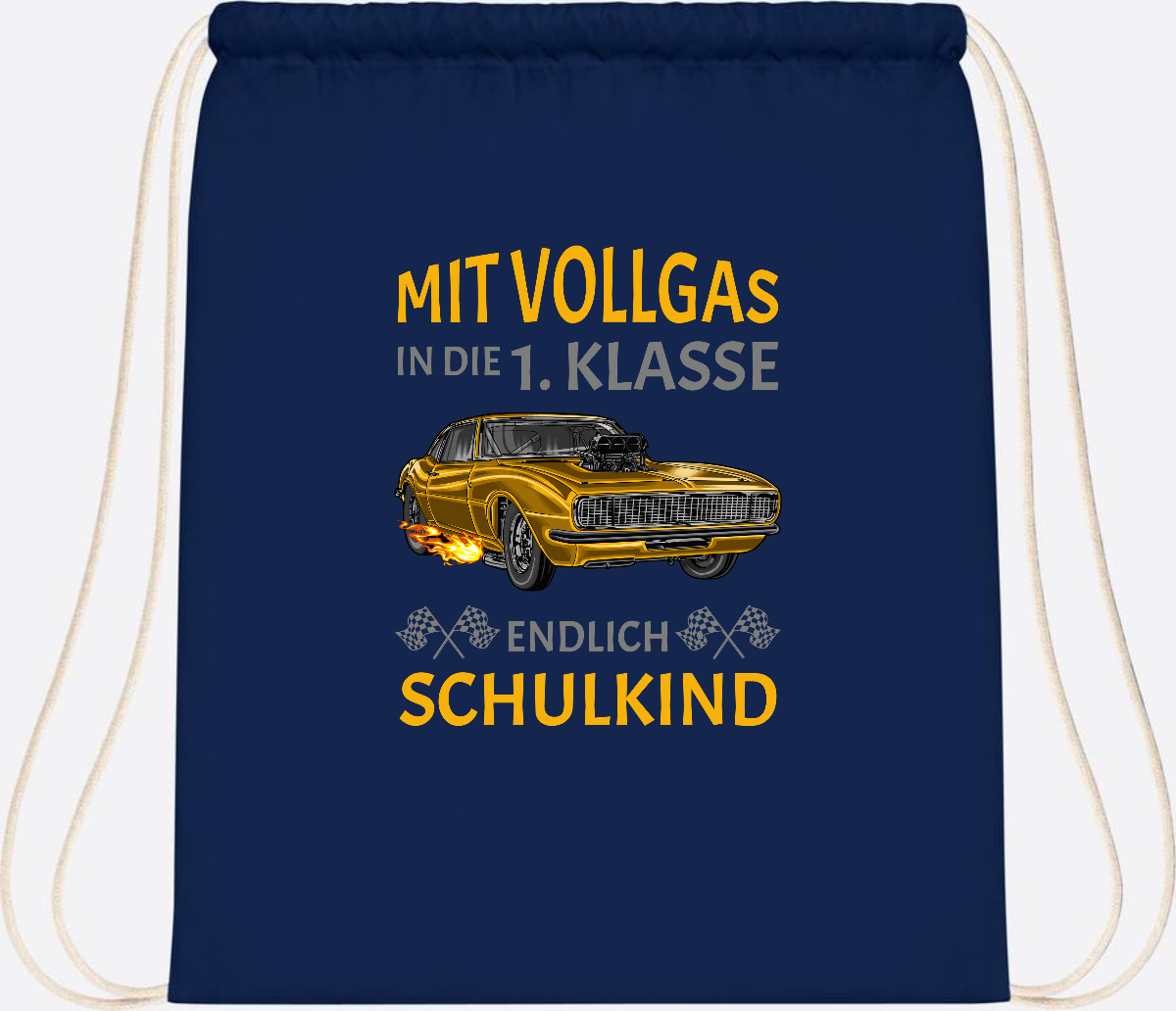 Turnbeutel Einschulung – Mit Vollgas in die 1. Klasse Rennauto - French Navy