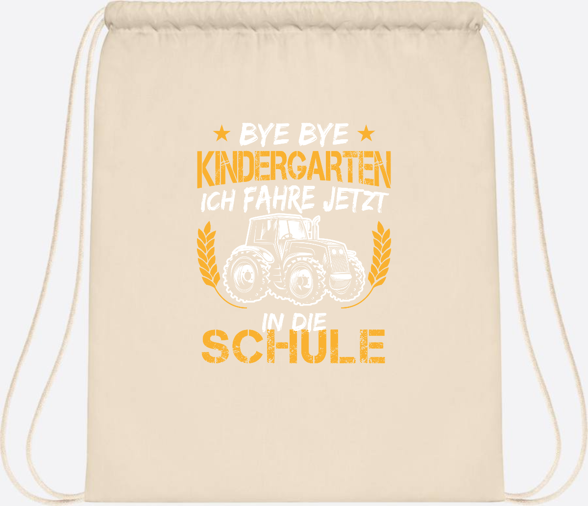 Turnbeutel Einschulung Traktor – Bye Bye Kindergarten - Natural