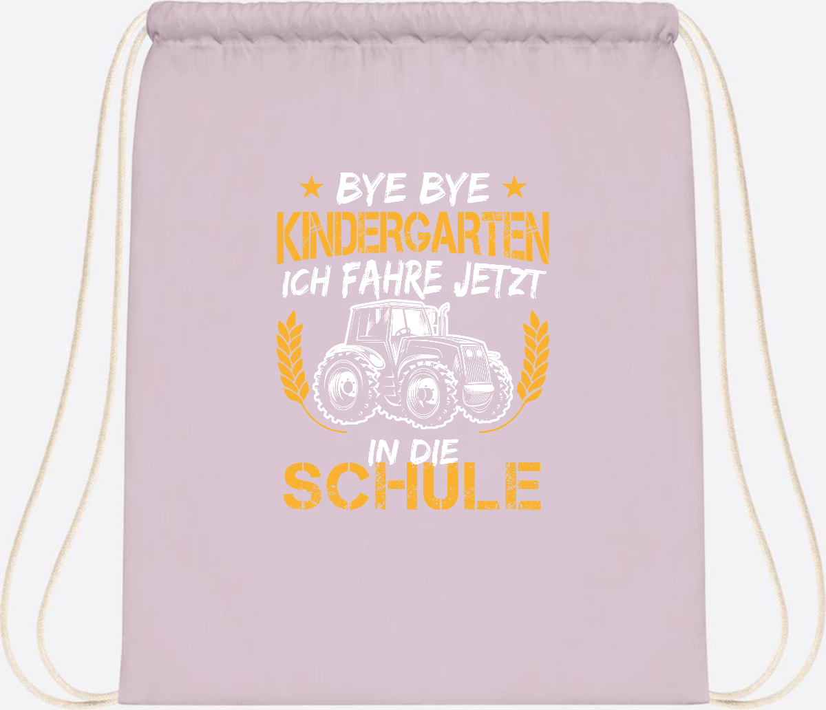 Turnbeutel Einschulung Traktor – Bye Bye Kindergarten - Pastel Pink/White