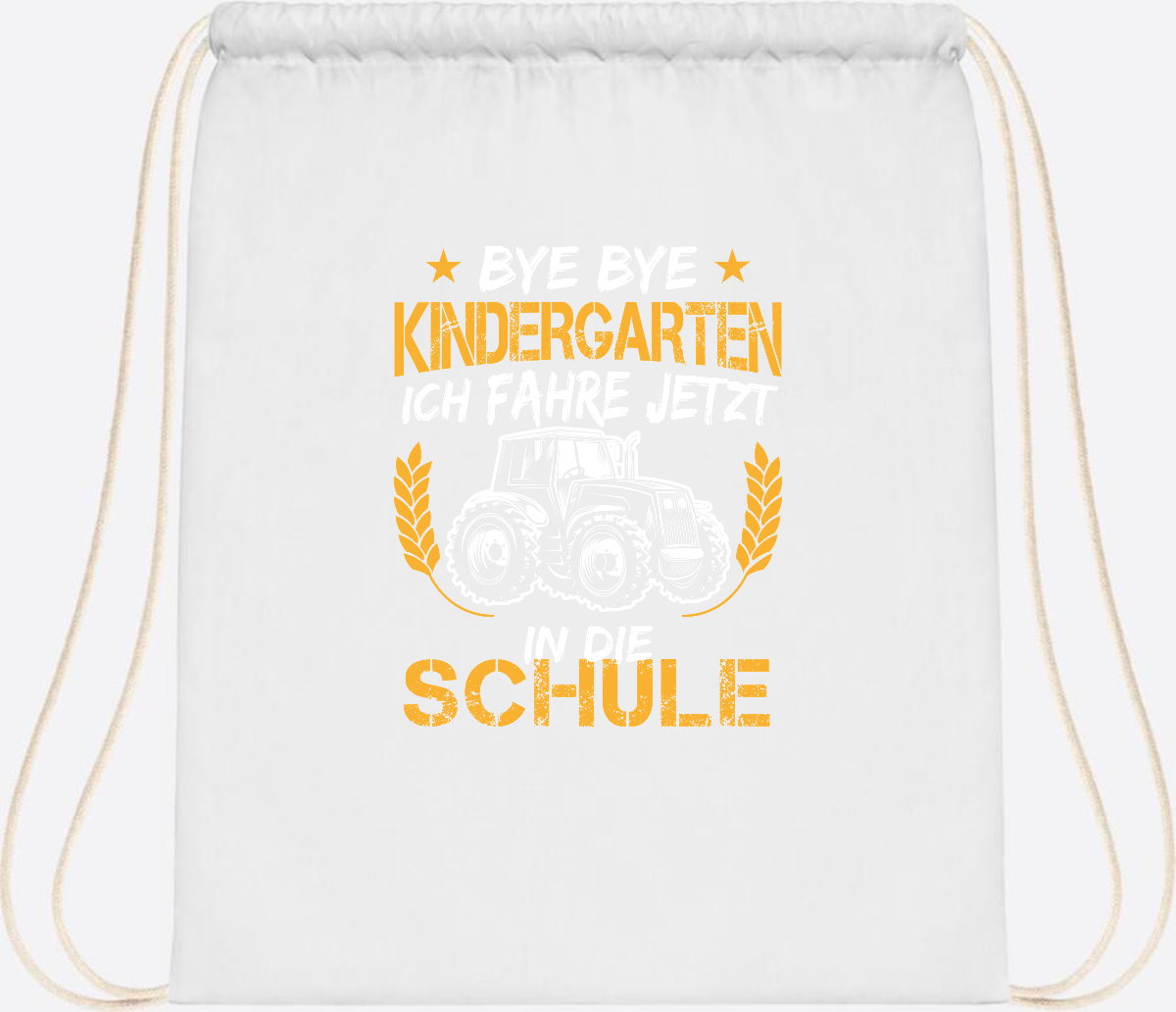 Turnbeutel Einschulung Traktor – Bye Bye Kindergarten - White