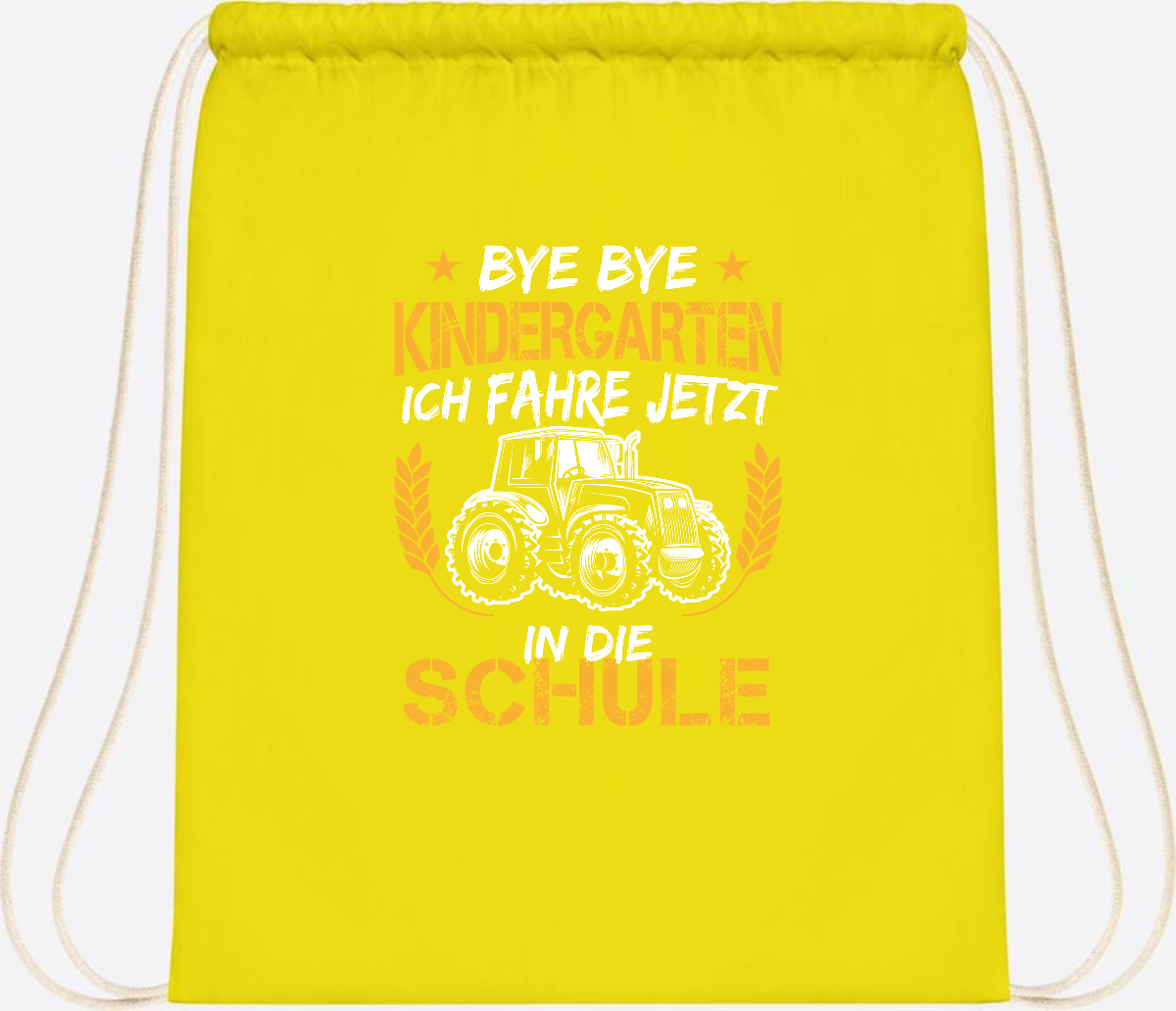 Turnbeutel Einschulung Traktor – Bye Bye Kindergarten - Yellow