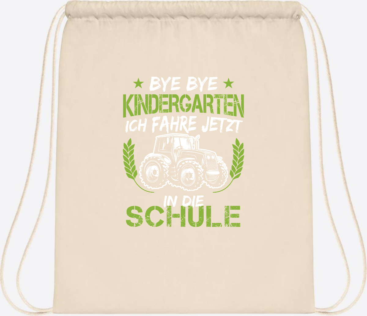 Turnbeutel Einschulung Traktor – Bye Bye Kindergarten - Natural