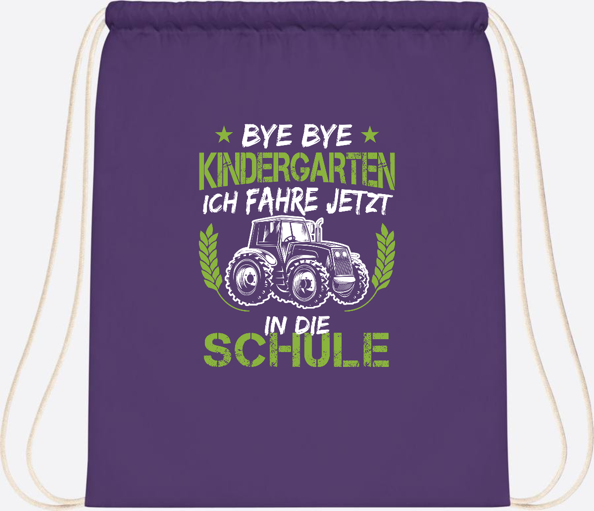 Turnbeutel Einschulung Traktor – Bye Bye Kindergarten - Purple