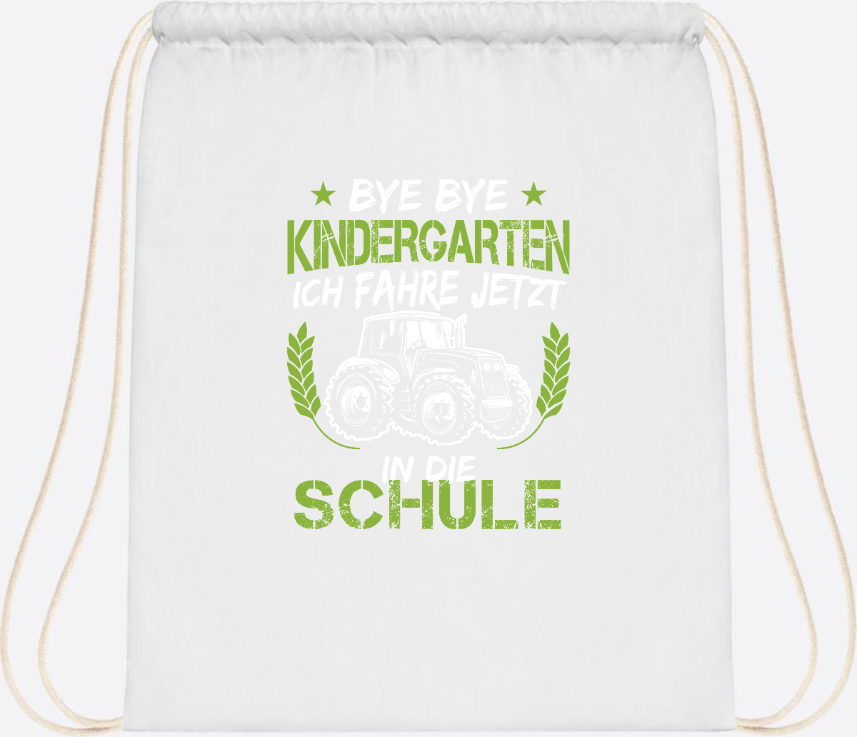 Turnbeutel Einschulung Traktor – Bye Bye Kindergarten - White