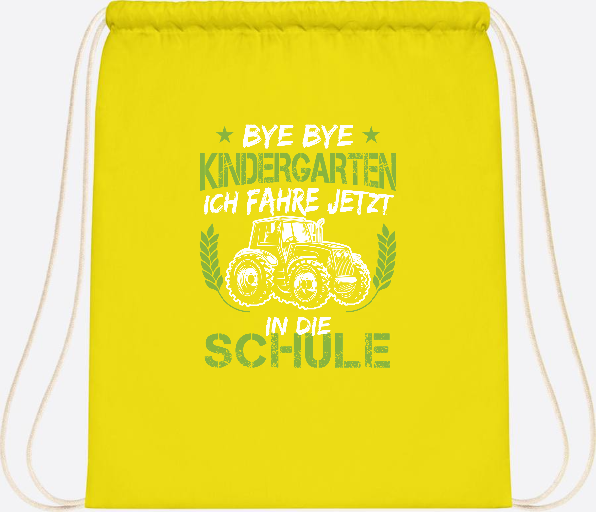Turnbeutel Einschulung Traktor – Bye Bye Kindergarten - Yellow