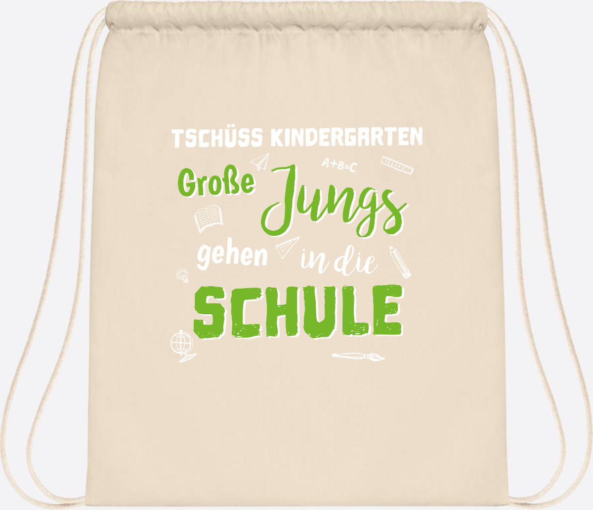 Turnbeutel Einschulung "Tschüss Kindergarten – Große Jungs" - Natural