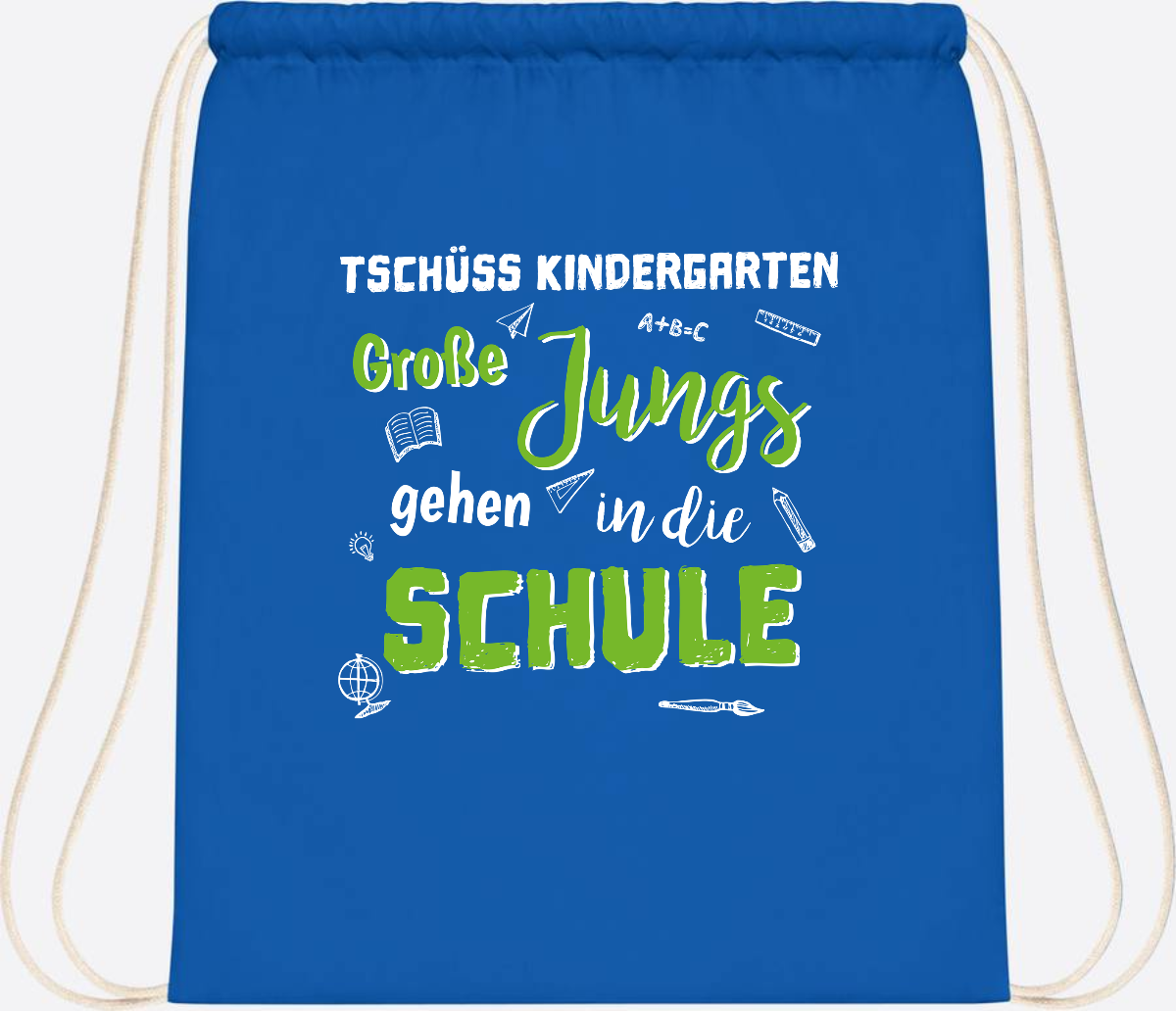 Turnbeutel Einschulung "Tschüss Kindergarten – Große Jungs" - Sapphire Blue
