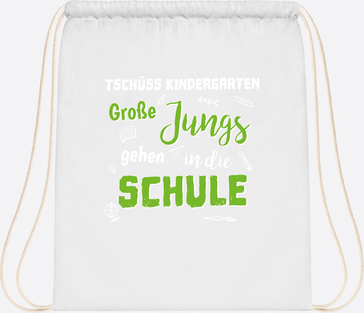 Turnbeutel Einschulung "Tschüss Kindergarten – Große Jungs" - White