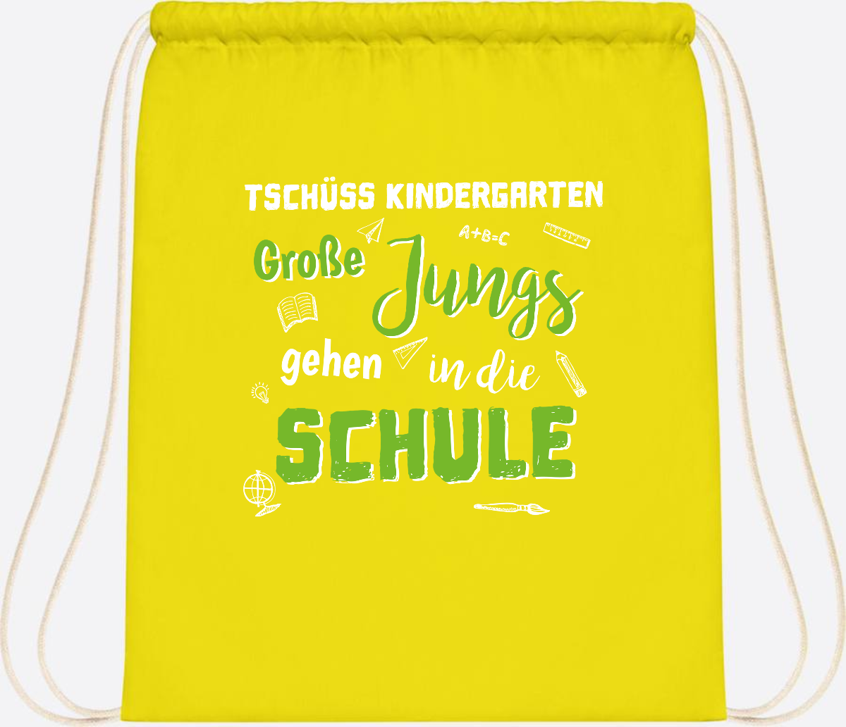 Turnbeutel Einschulung "Tschüss Kindergarten – Große Jungs" - Yellow