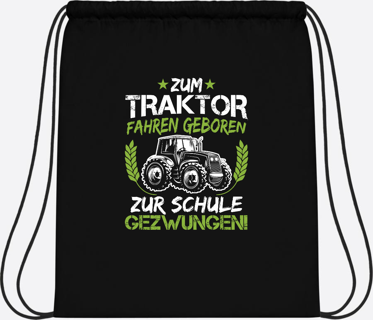 Turnbeutel Einschulung: Zum Traktor fahren geboren – mit Name - Black/Black