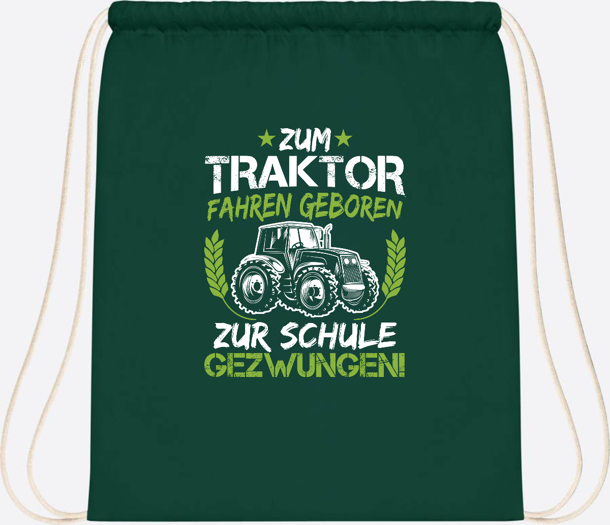 Turnbeutel Einschulung: Zum Traktor fahren geboren – mit Name - Bottle Green