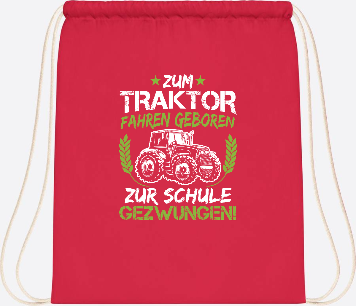Turnbeutel Einschulung: Zum Traktor fahren geboren – mit Name - Bright Red