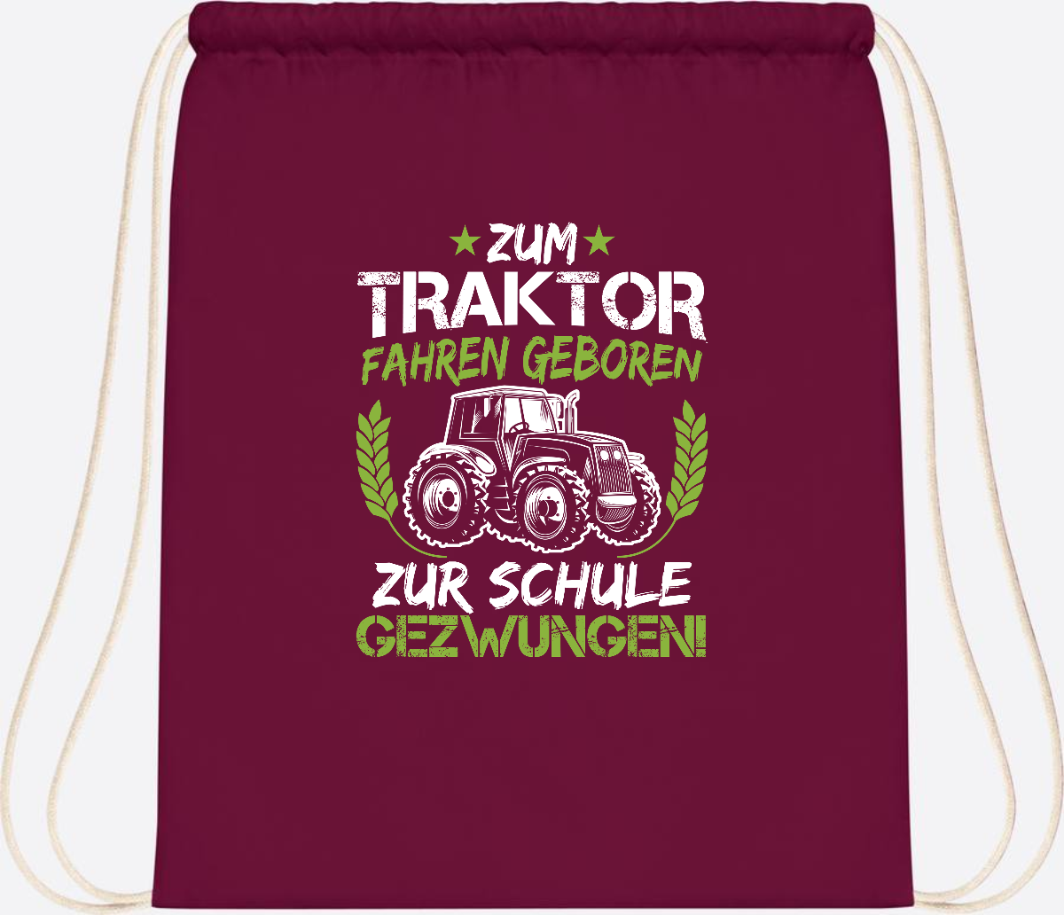 Turnbeutel Einschulung: Zum Traktor fahren geboren – mit Name - Burgundy